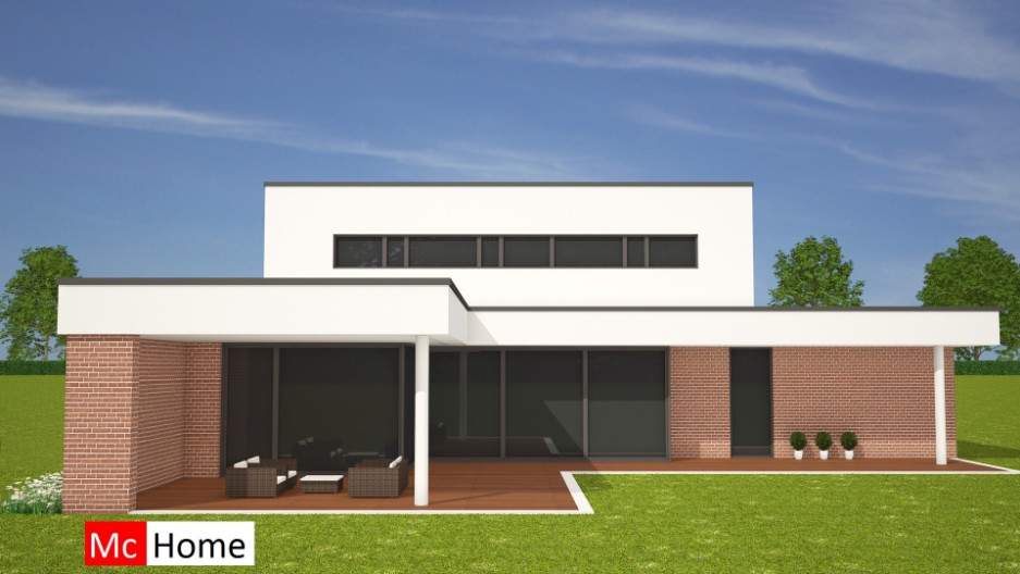Strakke moderne vrijstaande villa met grote inpandige garage groot overdekt terras Mc-home M148