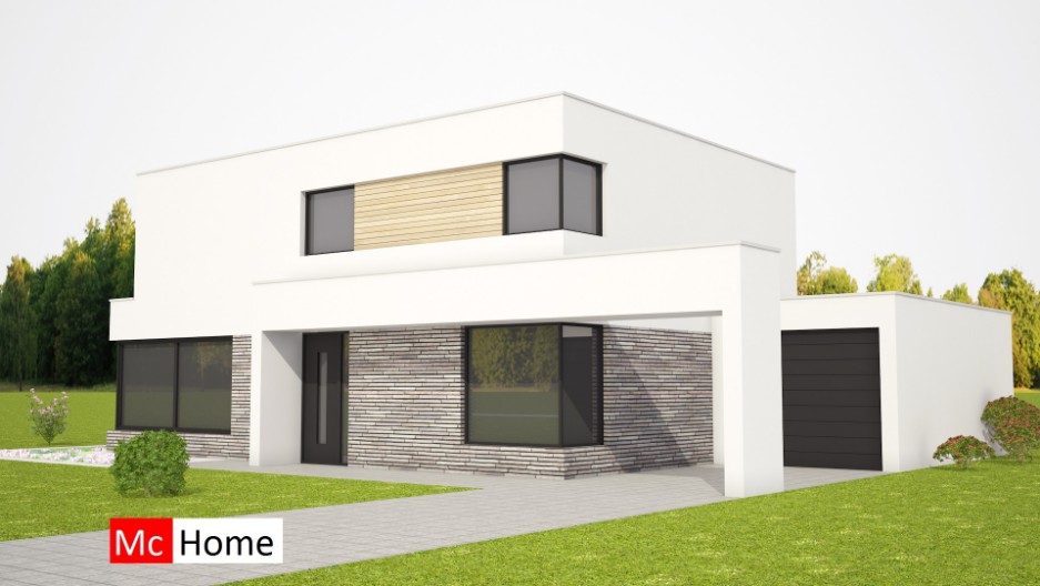 Villa met moderne uitstraling en mooie onderhoudsarme bouwmaterialen staalframebouw M215 Mc-Home