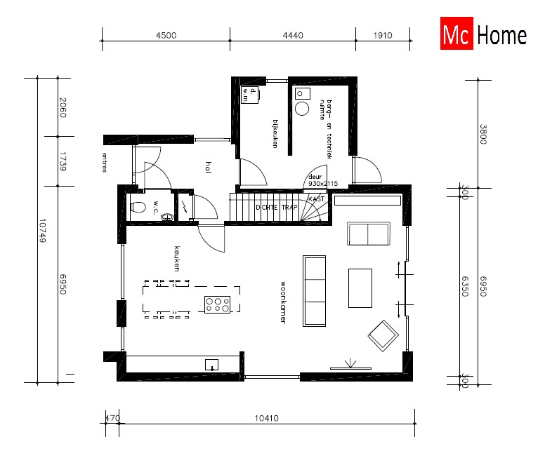 e = Mc2-Home Mc-Home M 385 kubistisch vlak en plat dak 2 laags