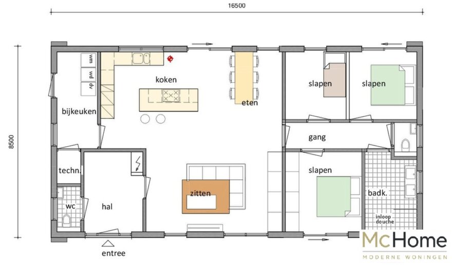 Moderne levensloopbestendige woning type 198 van MC-Home met royale leefruimte en alle voorzieningen op de begane grond