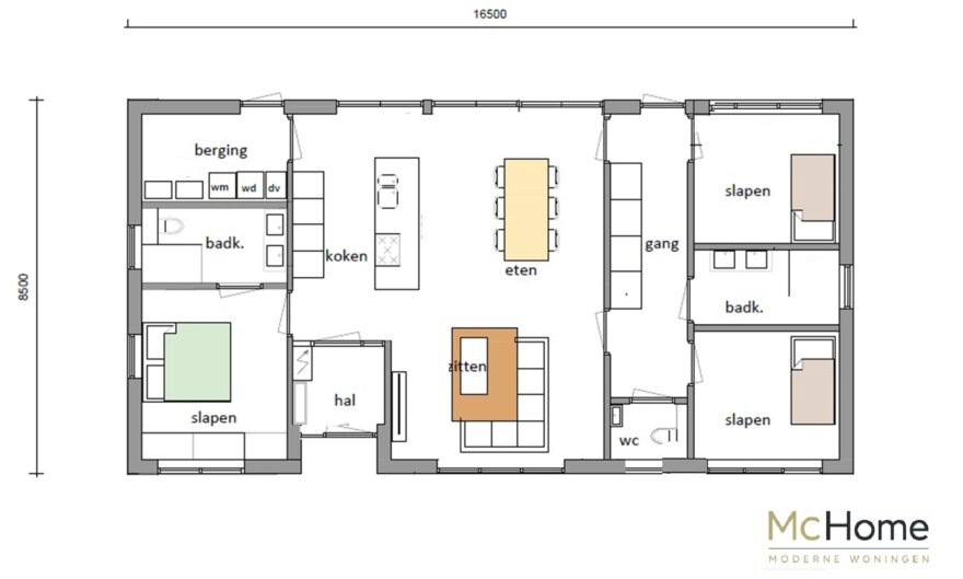 Moderne levensloopbestendige woning type 198 van MC-Home met royale leefruimte en alle voorzieningen op de begane grond