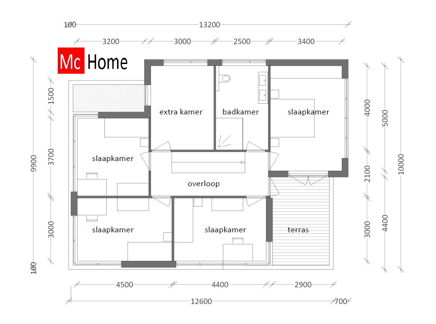 luxe royale moderne villa met balkon en plat dak M262 Mc-Home 