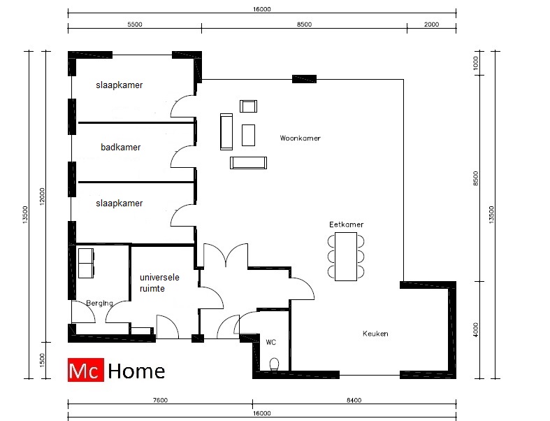 mc-home.nl B75 moderne levensloopbestendige woning of bungalow bouwen energieneutraal aardbevingsbestendig staalframebouw 