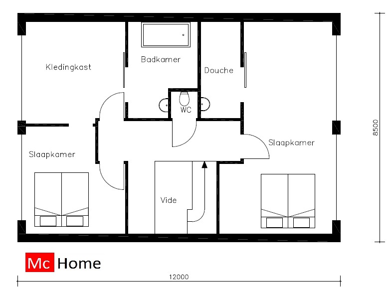 Mc-Home.nl K18 v1 modern landhuis schuurwoning met veel glas en kap energieneutraal  aardbevingsbestendig staalframebouw