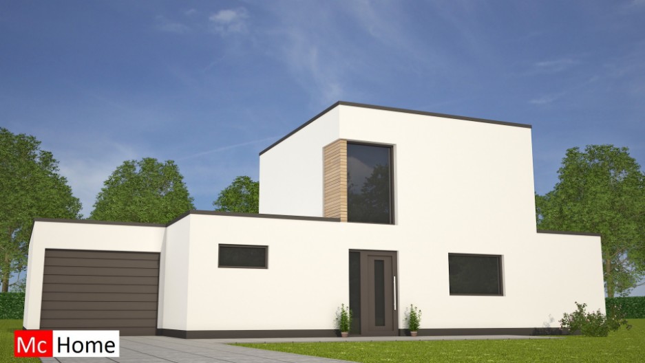 mchome m113 moderne kubistische bungalow woning met dakterras verdieping energieneutraal staalframe 