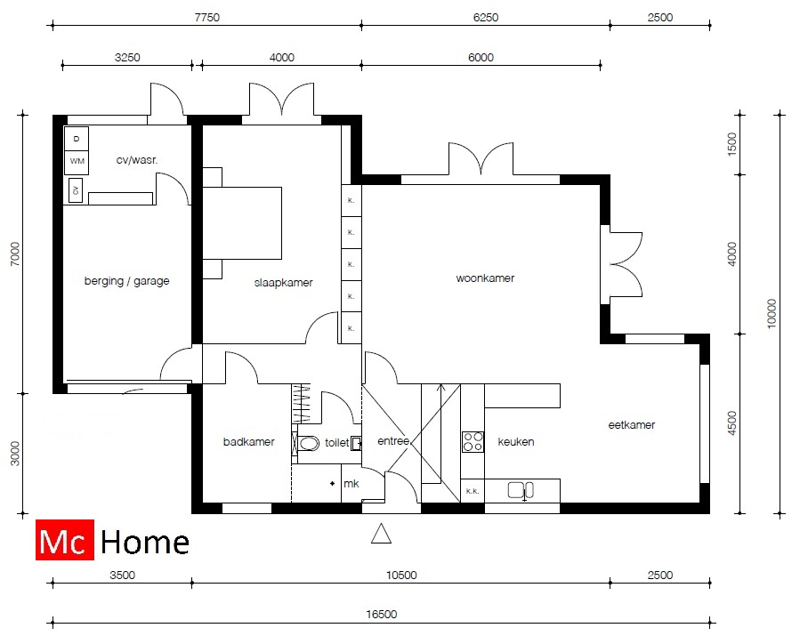 mchome m113 moderne kubistische bungalow woning met dakterras verdieping energieneutraal staalframe 