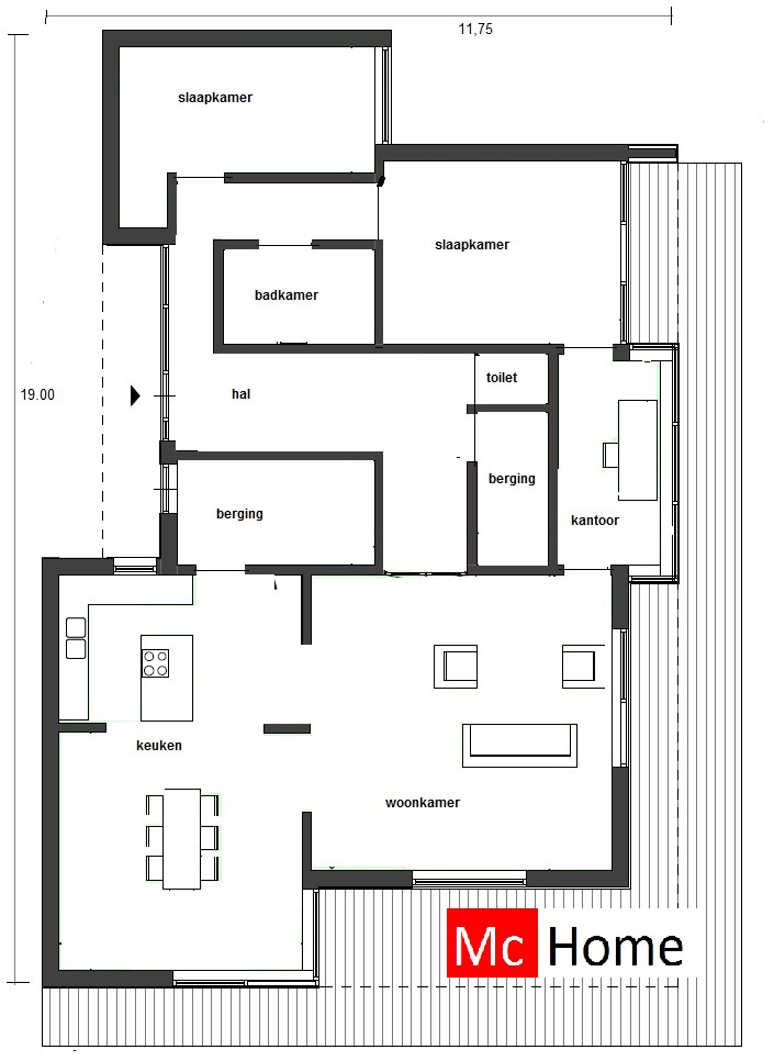 moderne bungalow energieneutraal grote ramen veel licht Mc-Home.nl B50 