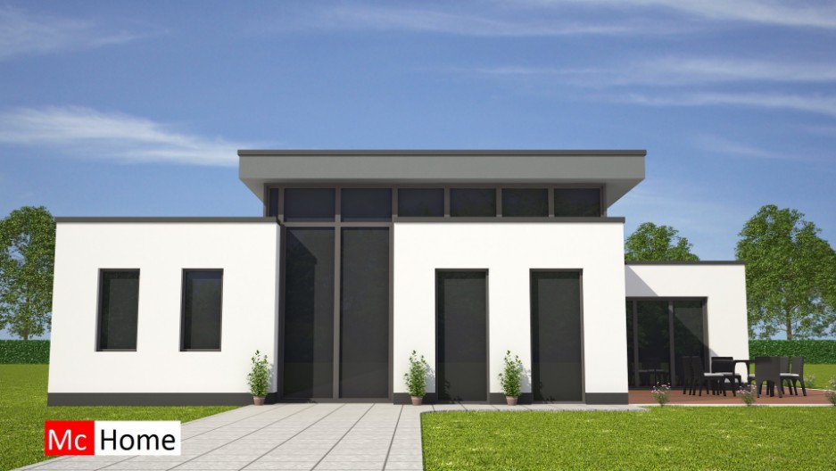 moderne kubistische  bungalow verhoogde kamer en veel licht energieneutraal bouwen met beter bouwsysteem Mc-Home.nl B29 