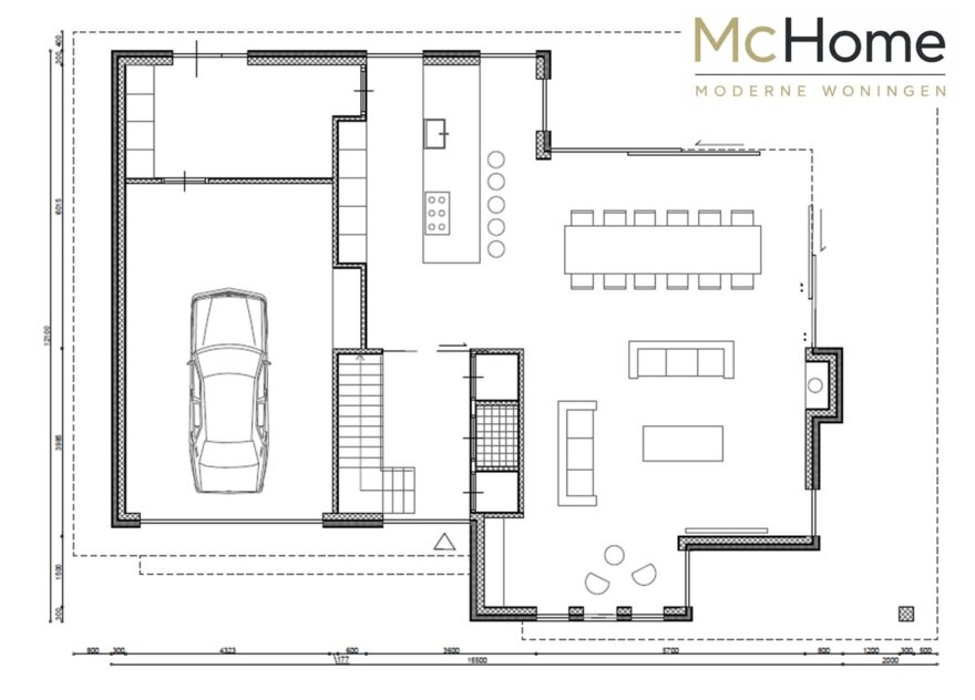 Moderne kubistische Frank Lloyd Wright woning type 241 met plat dak