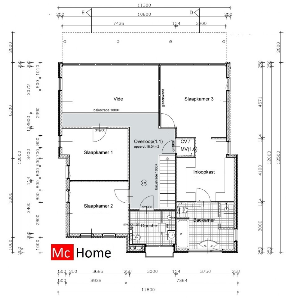 verdieping moderne kubistische villa  eigentijds ontwerp met hoge grote veranda M58 Mc-Home