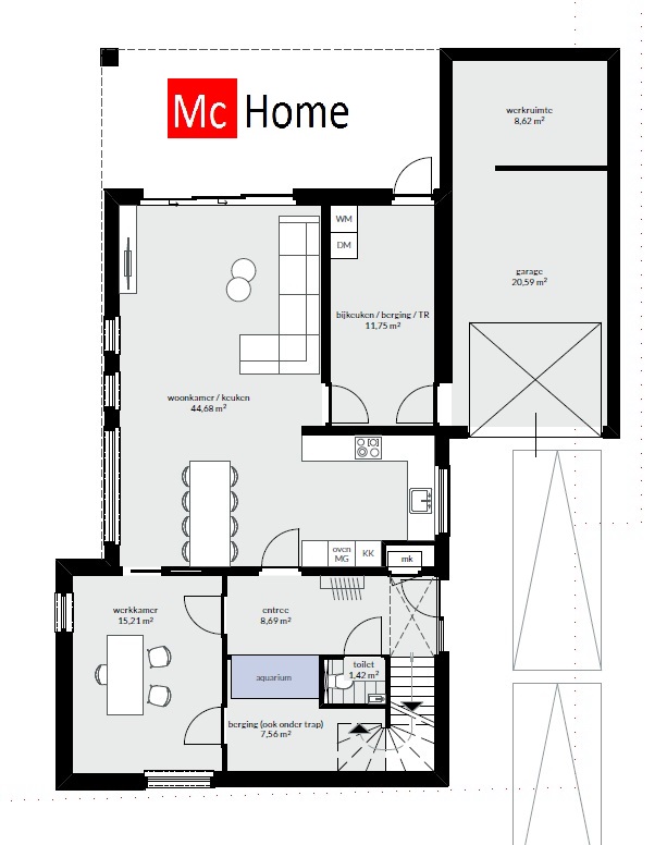 zelf ontwerpen en bouwen met een modern staalframe bouwsysteem ontwerp M182 Mc-Home